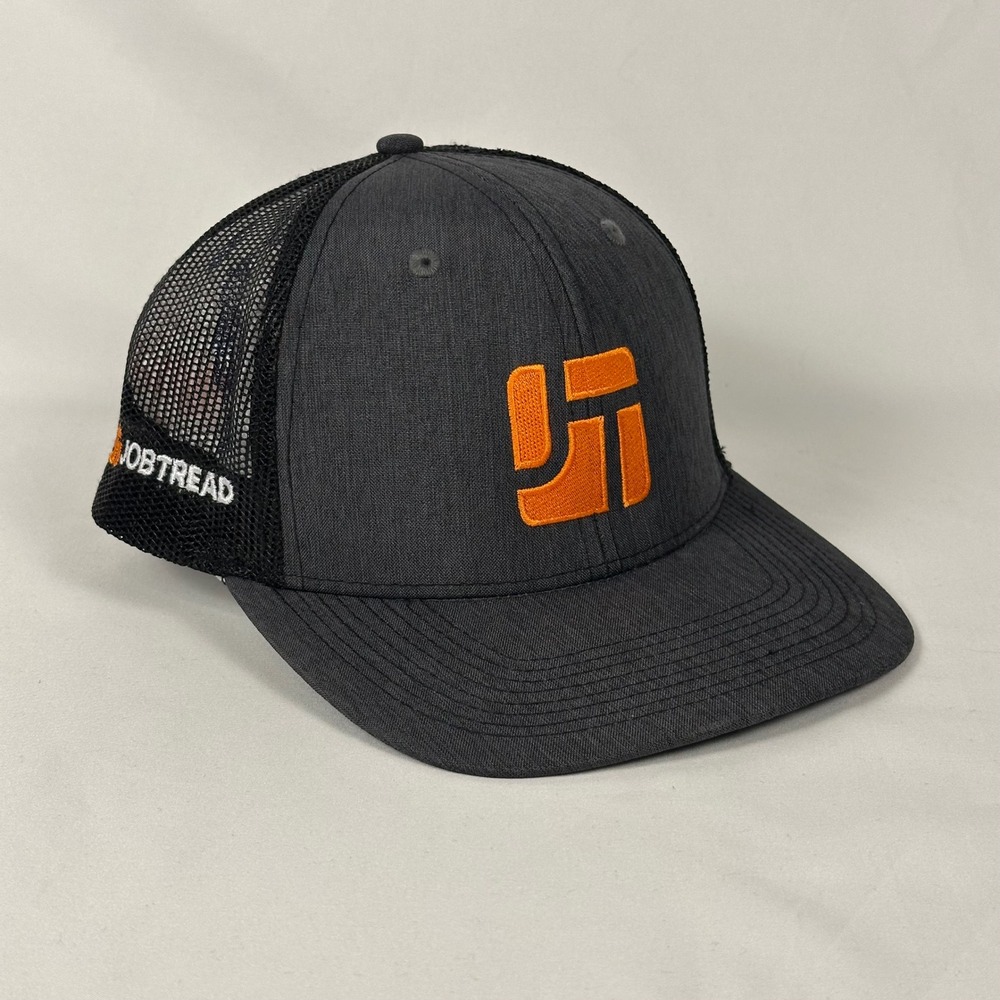 Ivory Headwear JobTread Trucker Hat Men OSFM Grey Black Snapback Mesh Cap 2241